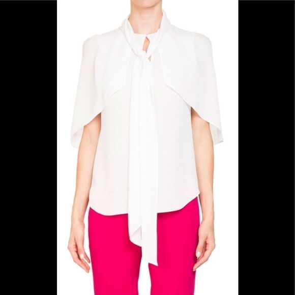 Givenchy Tops - Givenchy Short Cape Sleeve Silk Georgette Blouse